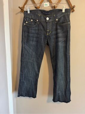 Rock & Republic Kasandra Frayed Raw Hem Cropped Jeans Dark Wash Denim 27